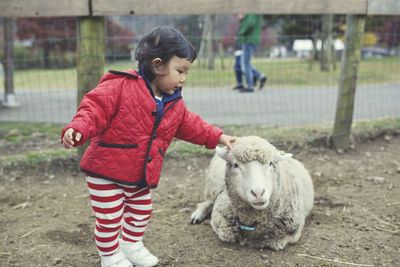 Full length of boy with horse