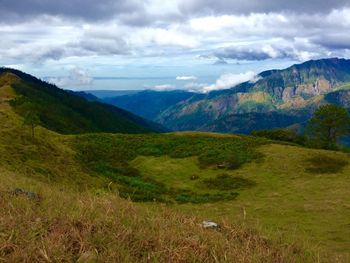 Scenic view of mountains against sky