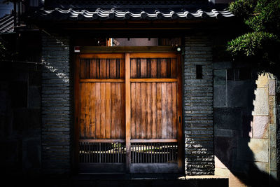 Closed door of building