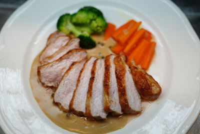 High angle view of meal served in plate