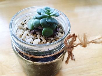 Close-up of jars in jar on table