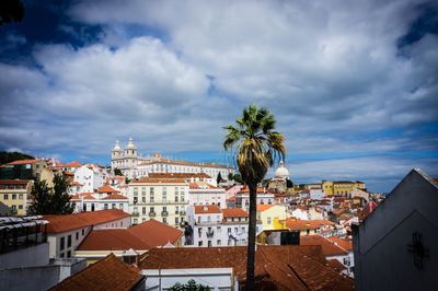 High angle view of townscape against sky