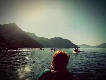 Scenic view of boats in sea