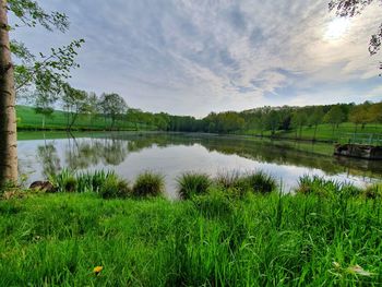 Scenic view of lake against sky