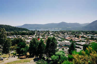 High angle view of townscape against sky