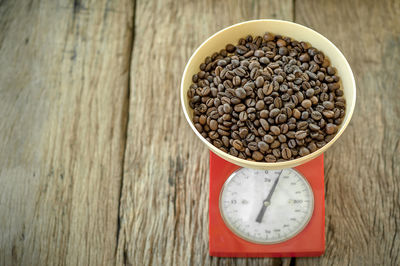 High angle view of coffee on table