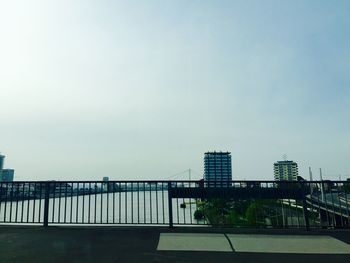 View of buildings against clear sky