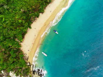 Aerial view of the coast of the caribbean in cologne and part of the tayrona national park