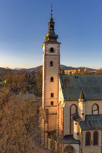 Low angle view of church against clear sky