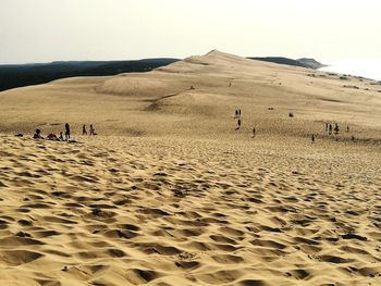 Scenic view of sand dunes against sky