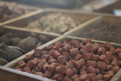 High angle view of food for sale at market stall