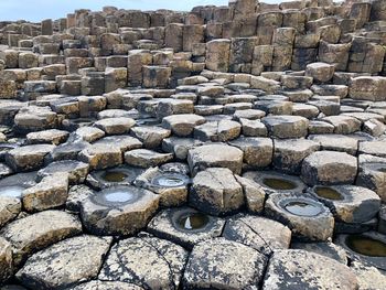 High angle view of stone wall