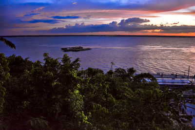 Scenic view of sea against sky at sunset