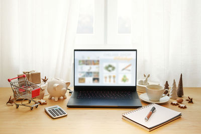 Close-up of laptop on table