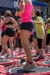 Rear view of woman with arms outstretched