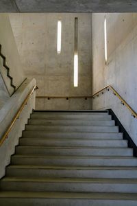 Low angle view of illuminated staircase in building