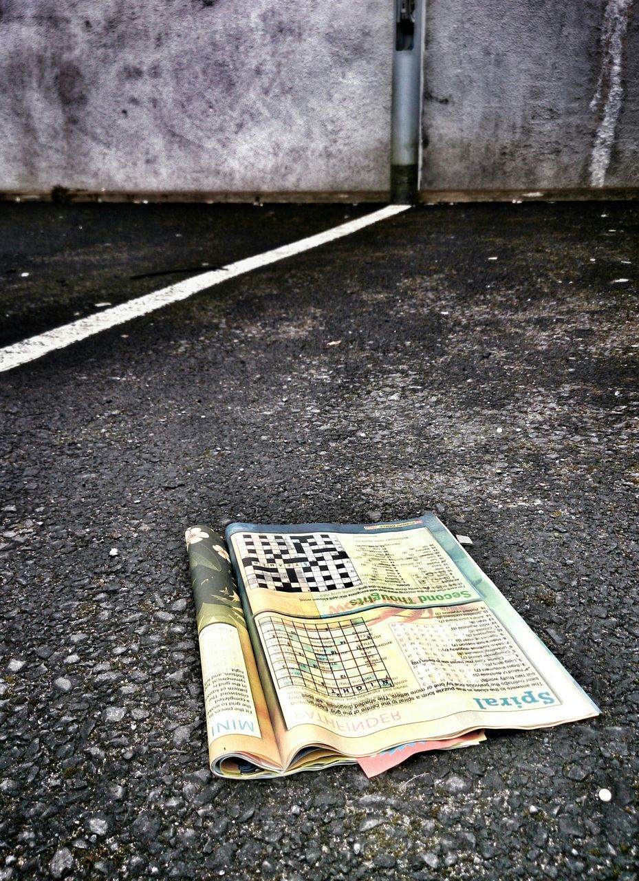 street, high angle view, asphalt, sidewalk, road, road marking, cobblestone, day, outdoors, no people, close-up, footpath, empty, ground, absence, still life, textured, paving stone, sunlight, pavement