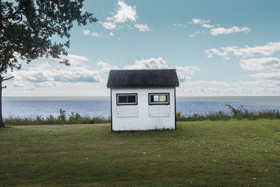 A old, but still used cottage outbuilding bunky on the shores of lake erie.