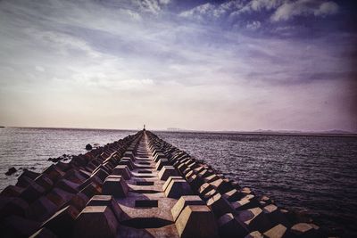 View of sea against cloudy sky