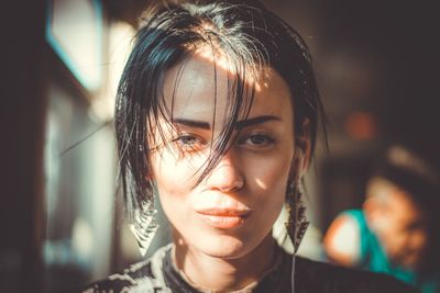 Close-up portrait of a young woman