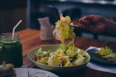 Close-up of food on table