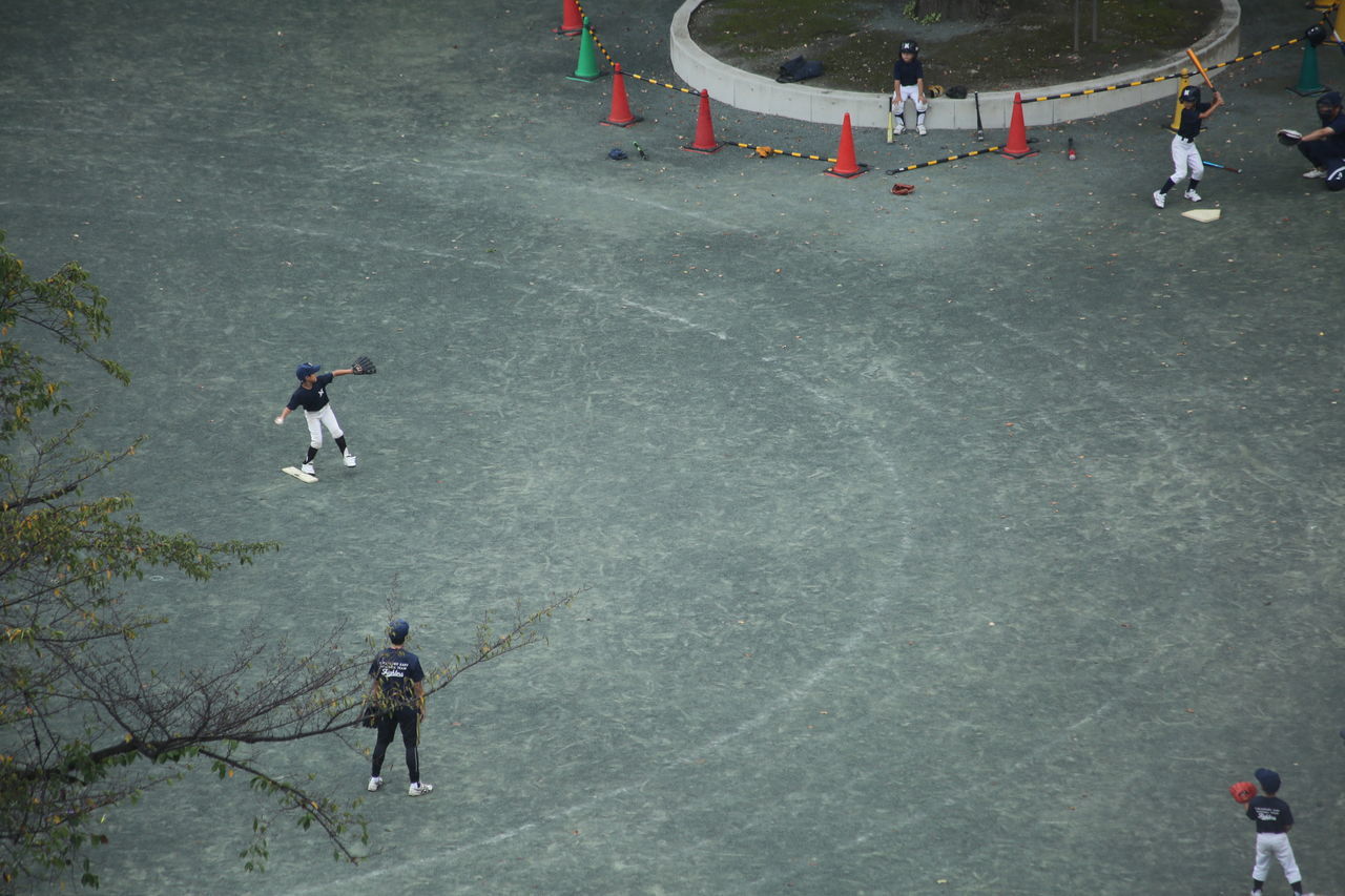 high angle view, full length, day, outdoors, sport, people, leisure activity, two people, skateboard park, adult, ice rink, adults only