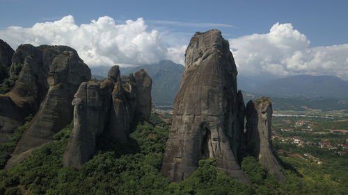 Panoramic view of rocky mountains against sky