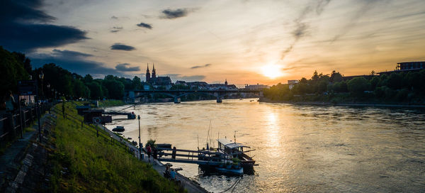 Scenic view of river against sky during sunset