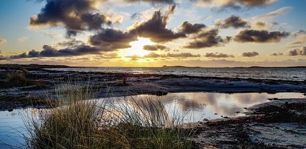 Scenic view of sea against sky during sunset