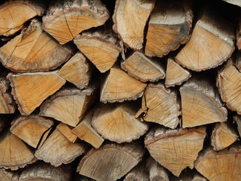 Full frame shot of logs in forest