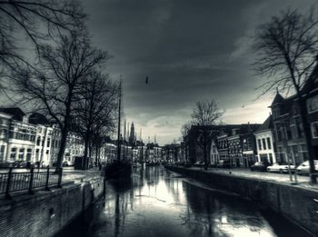 Canal with buildings in background