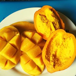 Close-up of fruits in plate