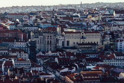 Aerial view of baixa district in lisbon, portugal
