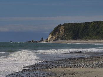 Scenic view of beach against sky