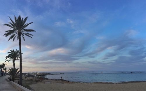 Scenic view of sea against sky at sunset