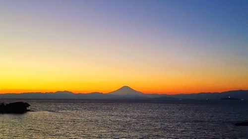 Scenic view of sea at sunset