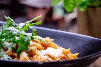 Close-up of meal served in plate