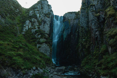 Wailing widow falls in assynt, north west highlands of scotland. falls with smoothed water, stream