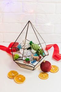 High angle view of fruits on table