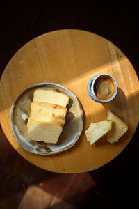 High angle view of food on table