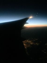 Aerial view of cityscape at night