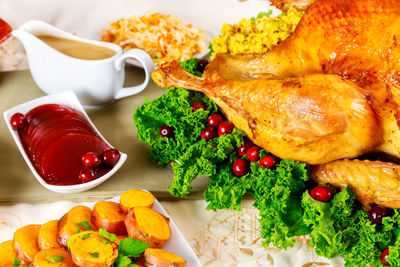 Close-up of food on table