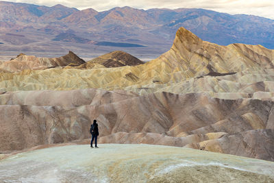 Rear view of man standing on mountain