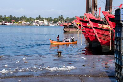 Men on boat in sea