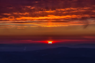 Scenic view of dramatic sky during sunset