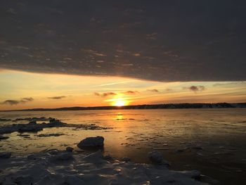 Scenic view of sunset over sea