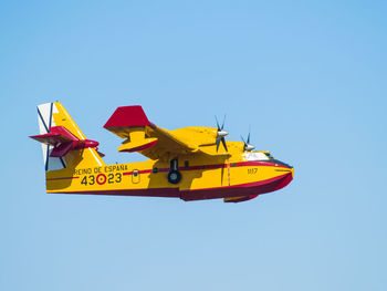 Low angle view of airplane flying in sky