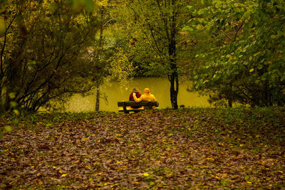 Man sitting on bench in park