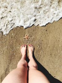 Low section of person legs on beach