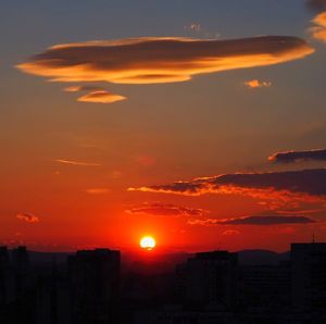 Sunset over city